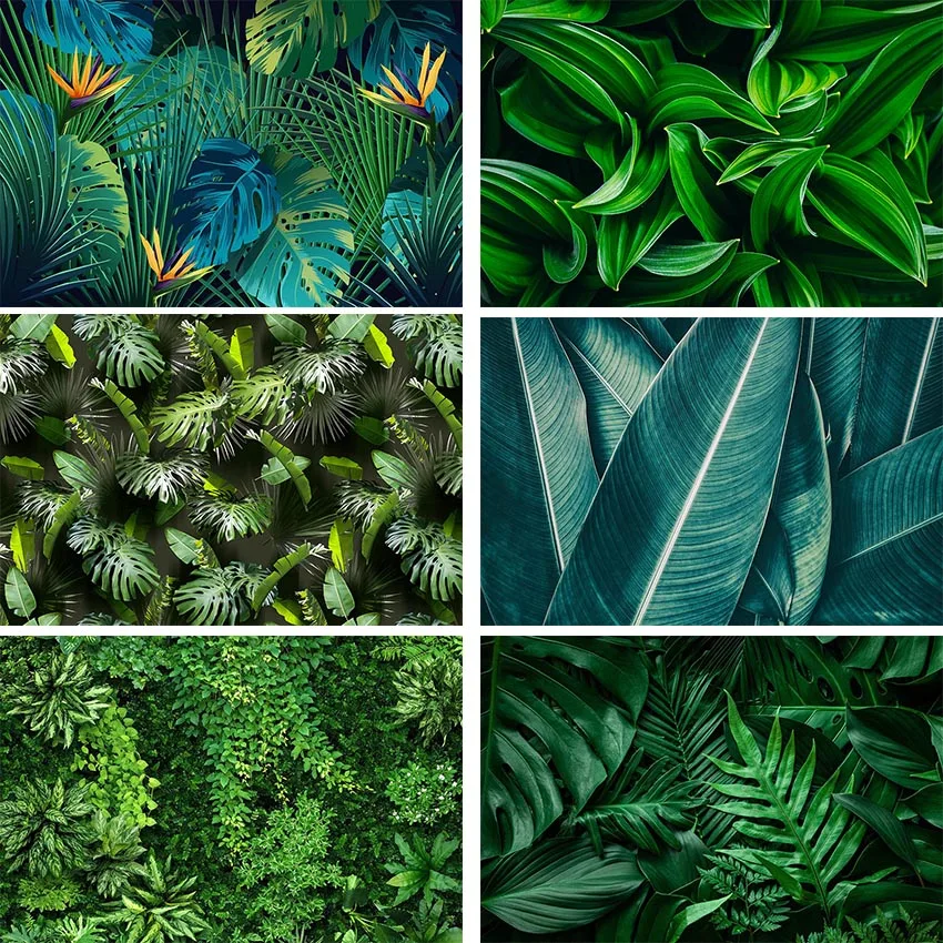 

Green Leaves Grass Wall Backdrops For Photography Tropical Jungle Child Birthday Baby Shower Decoration Background Photo Studio