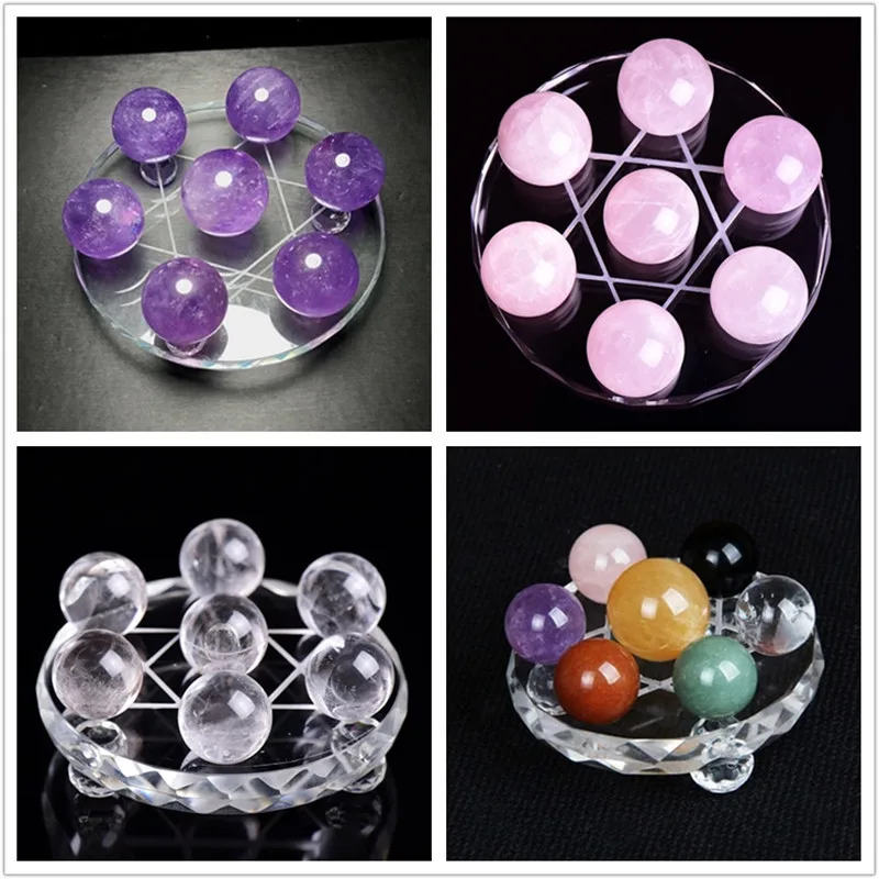 10Cm Natural White Crystal Seven-Star Array Pink Crystal Amethyst Colorful Crystal Ball Ornaments Seven-Star Array Ornaments