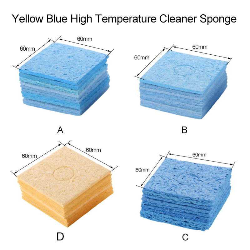 10PCS/Lot Yellow/Blue Cleaning Sponge High Temperature Enduring Soldering Iron Tip Clean Pads For BGA Welding Rework Accessories