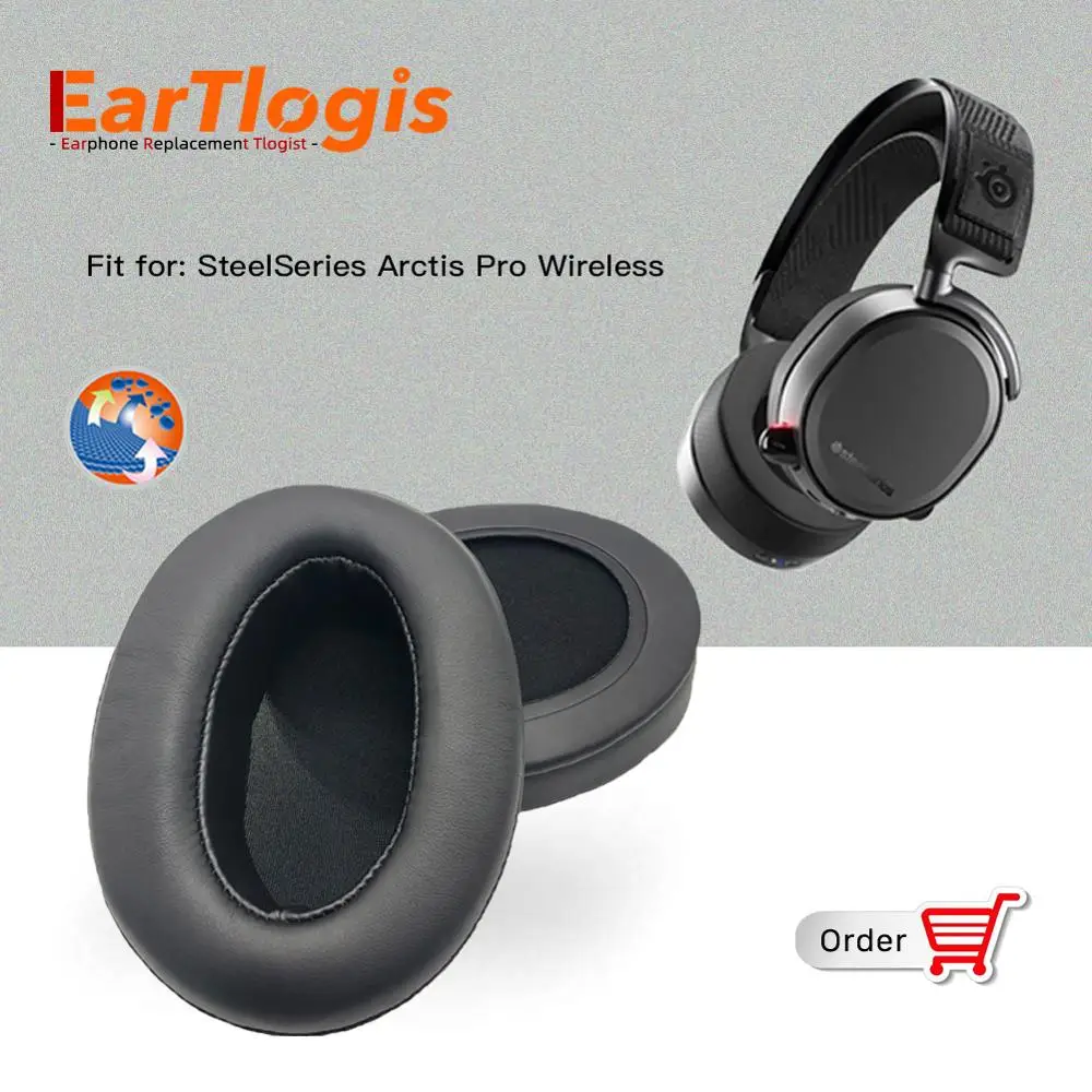 

EarTlogis Replacement Ear Pads for SteelSeries Arctis Pro Wireless Headset Parts Earmuff Cover Cushion Cups pillow