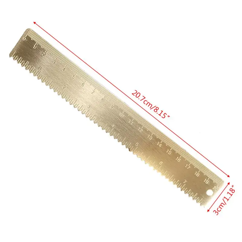 20cm Brass Wave Straight Ruler Bookmark Cartography Painting Measuring Stationery School Supplies