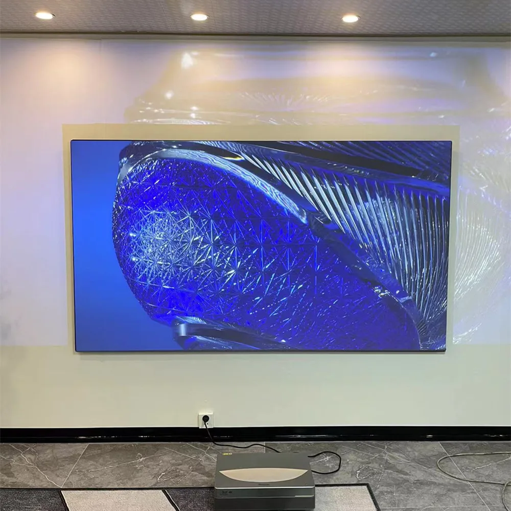 100 ''8K 3D ALR 96% Umgebungs Licht Verdunkelung Flexible Weiche Fresnel Flache Fixiert Wand Montage Für Kurze werfen Projektor – Detail 22
