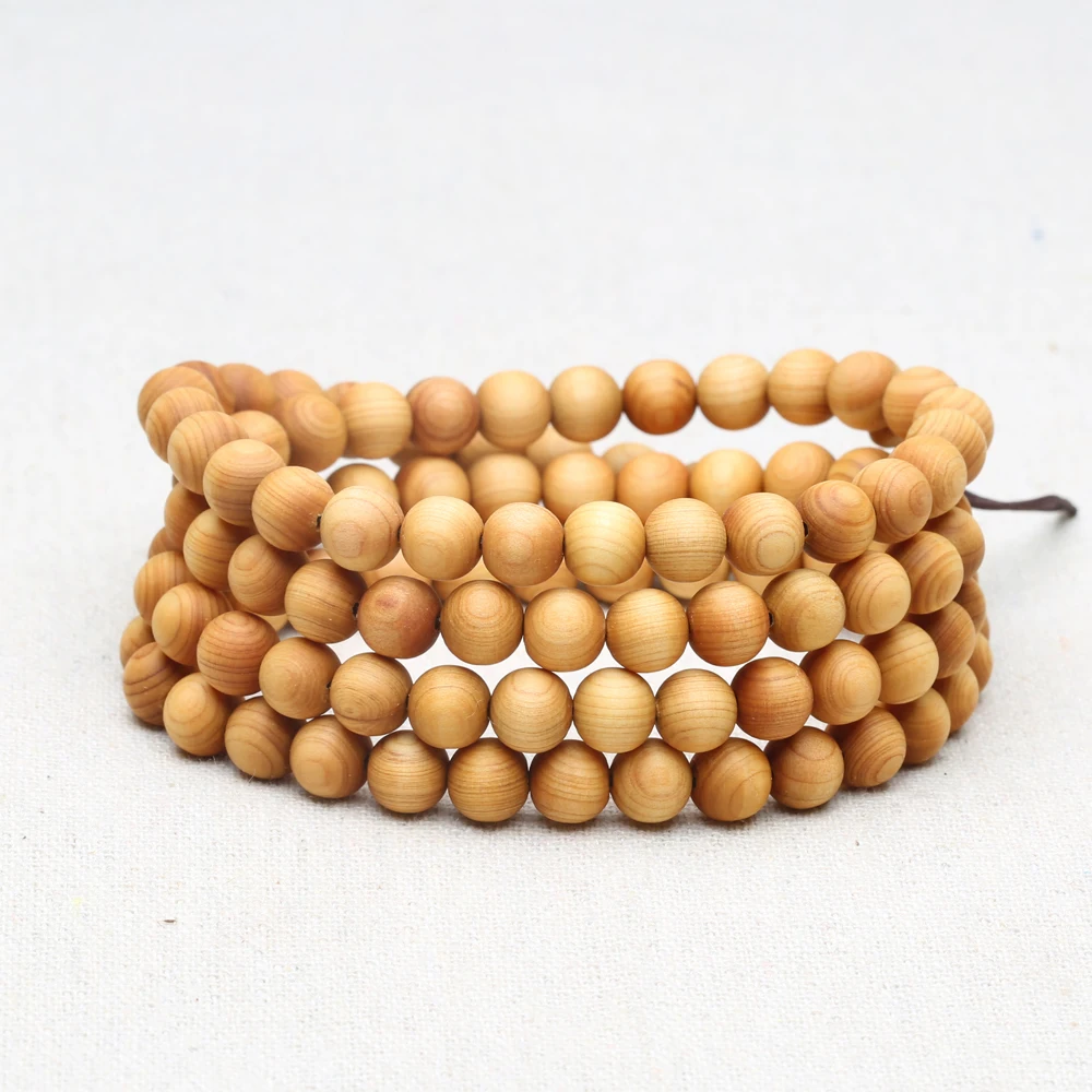 8mm Genuine Sandalwood Bead Necklace Sandalwood Wrist Mala Bracelet Rosary Unisex