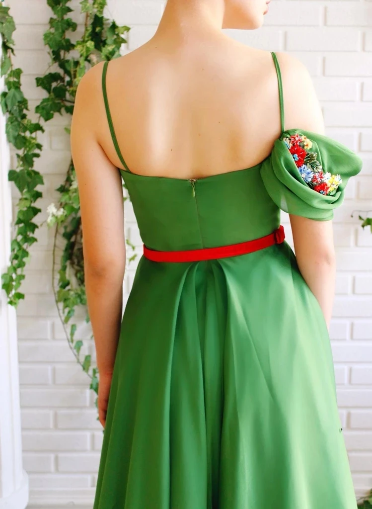 Verde marroquino muçulmano vestidos de noite a linha querida chiffon apliques longo luxo turquia dubai arábia saudita vestido de baile