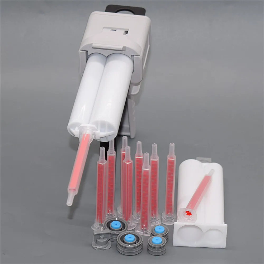 

10pcs Static Mixing Nozzles with 50ml Caulking Gun Dispenser 1:2 AB Epoxy Glue Gun and 2pcs 50ml 1:2 Empty Dual-Barrel Cartridge