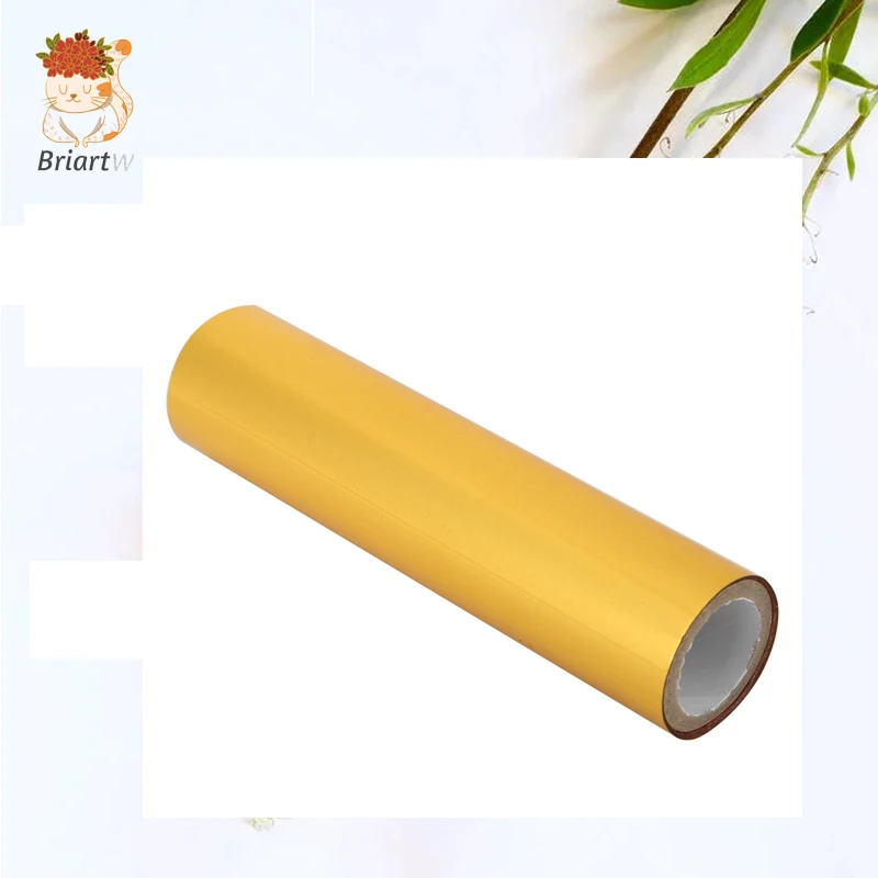 Briartw Golden 5 Meters x 1 Roll Heat Activated foil Hot Foil Rolls Hot Stamping Foil Paper Holographic Heat Transfer DIY Crafts