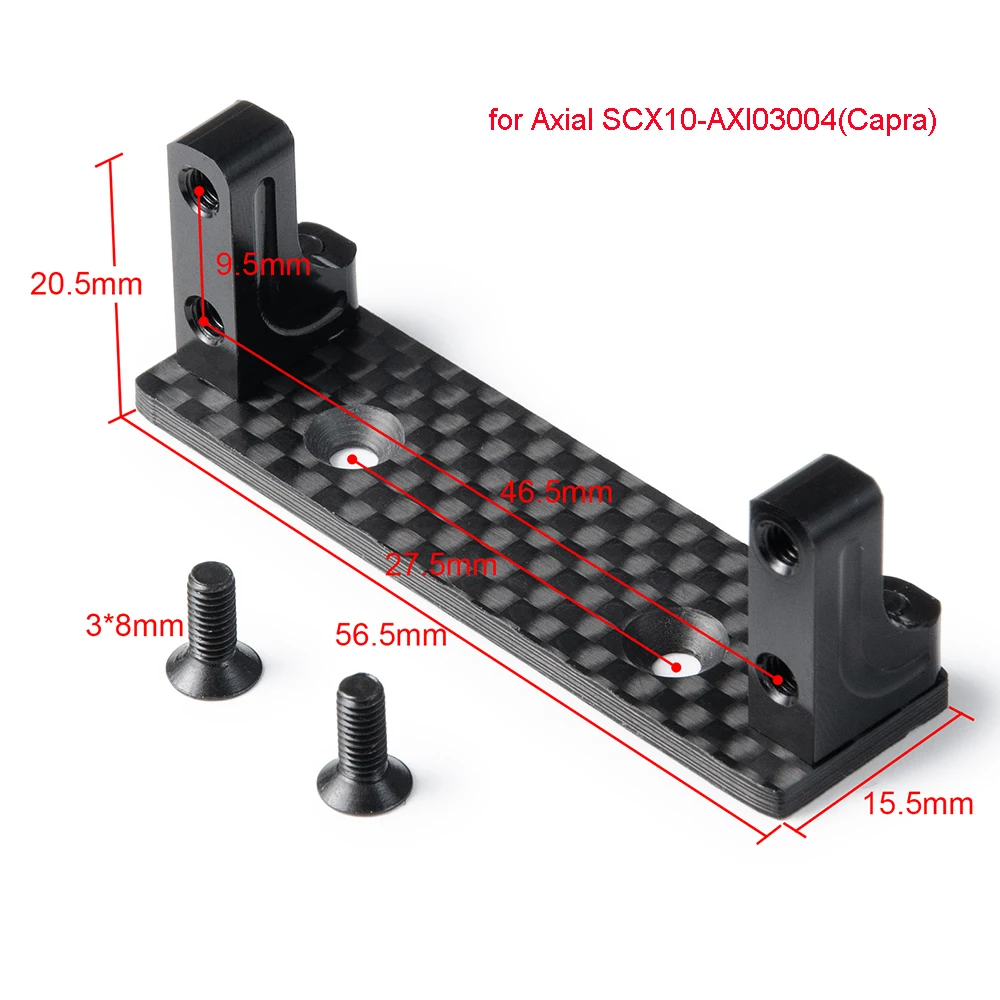 AXSPEED-Servo montaje de Metal con placa de deslizamiento de fibra de carbono para Axial SCX10 Capra Wraith 90048 1/10 RC Crawler Car, piezas de