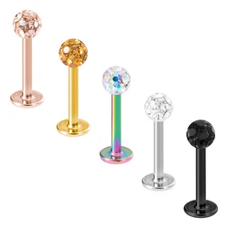 1PC Bling Lip Ring Piercing Labret Bar Cartilage Earring Ear Stud Internally Threaded Tragus Helix Monroe Women Body Jewelry 16G