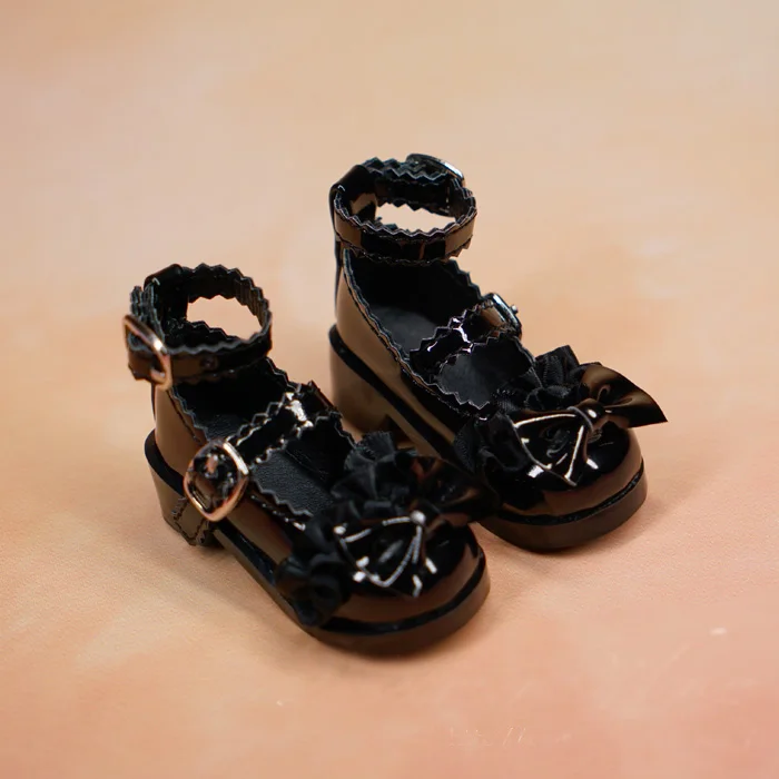 BJD doll shoes suitable for 1-3 1-4 size bowknot bright leather  single shoes doll accessories