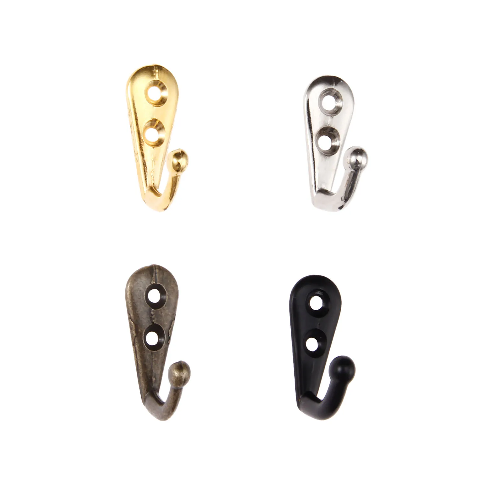 5sets Hooks Wall Mounted Hanger w/screws Black/Gold/Silver/Antique bronze Coat/Key/Bag/Towel/Hat Holder Decor Bathroom Kitchen