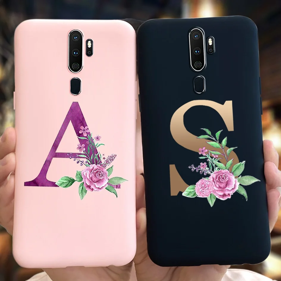 For Oppo A9 A5 2020 Case Cover Luxury 26 Letters Soft Silicone Matte Coque Protective Cover For OPPOA9 OPPOA5 A 5 A 9 Phone Case