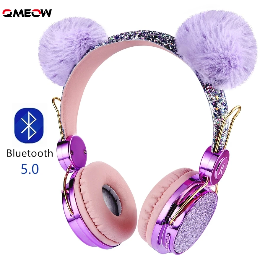 Bluetoothかわいい子供ワイヤレスヘッドフォンとマイク女の子3.5ミリメートル音楽ステレオイヤホンコンピュータ携帯電話猫のヘッドフォン