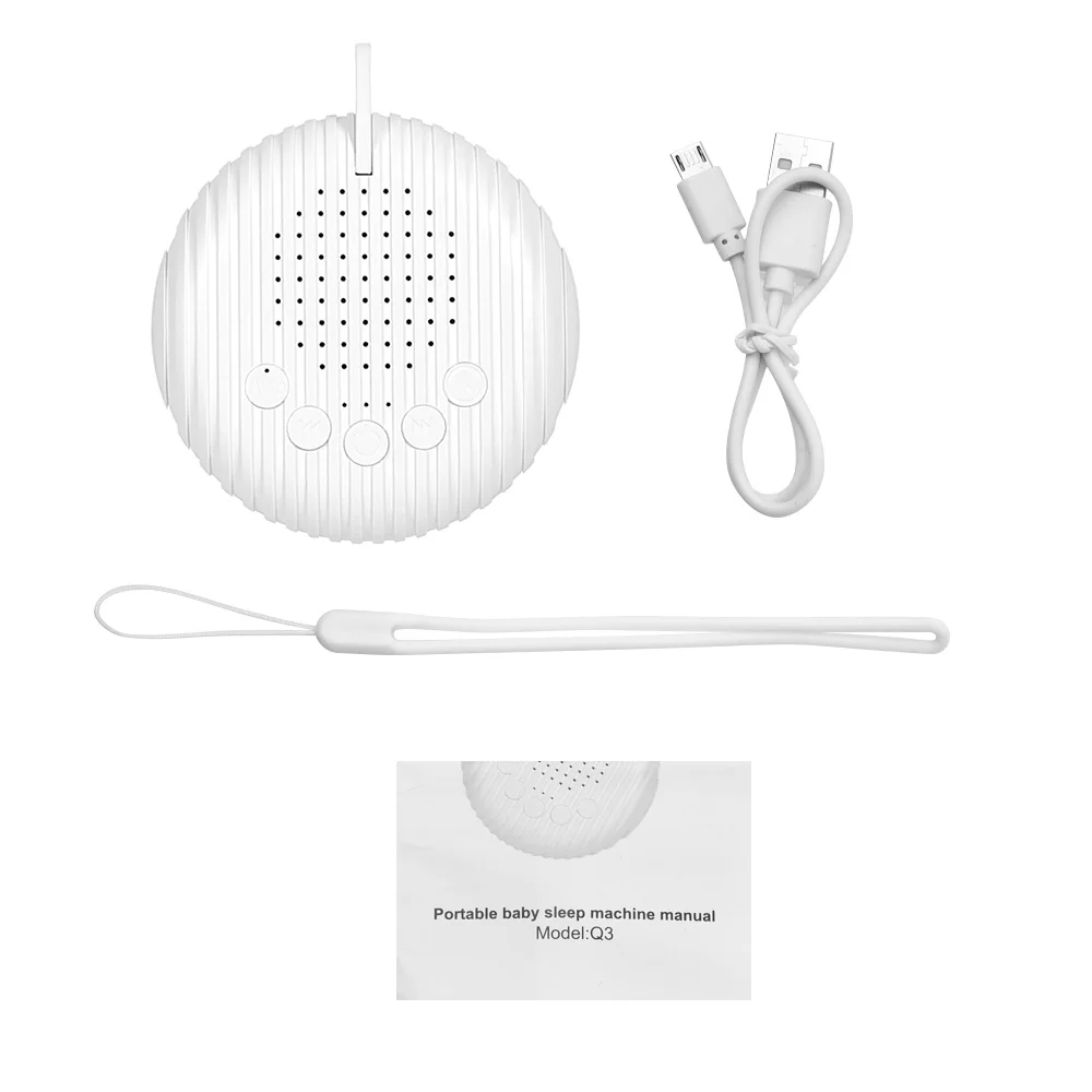 Máquina de sonido de ruido blanco portátil para bebés, 10 sonidos calmantes, volumen ajustable, batería recargable integrada, USB