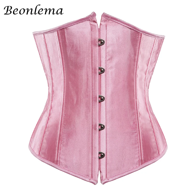 Beonlema Women Underbust Corset White Pink Sexy Bustier Slimming Corsets Plus Size Waist Corset Soft Corsage Bridal Clothes