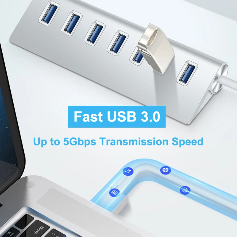 USB 3.0 HUB 4 7 Port محول الطاقة متعدد USB الفاصل عالية السرعة لماك بوك برو Air PC ملحقات الكمبيوتر conttador USB هاب
