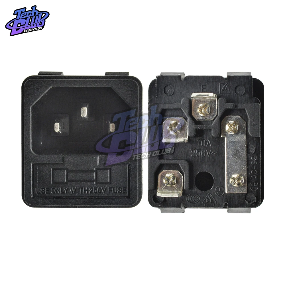 1Pc 10A 250VAC 4 Pin IEC320 C14 connettore di ingresso spina presa di alimentazione ca interruttore a bilanciere 10A portafusibile AC-01/01A AC -02 AC-03 AC-04