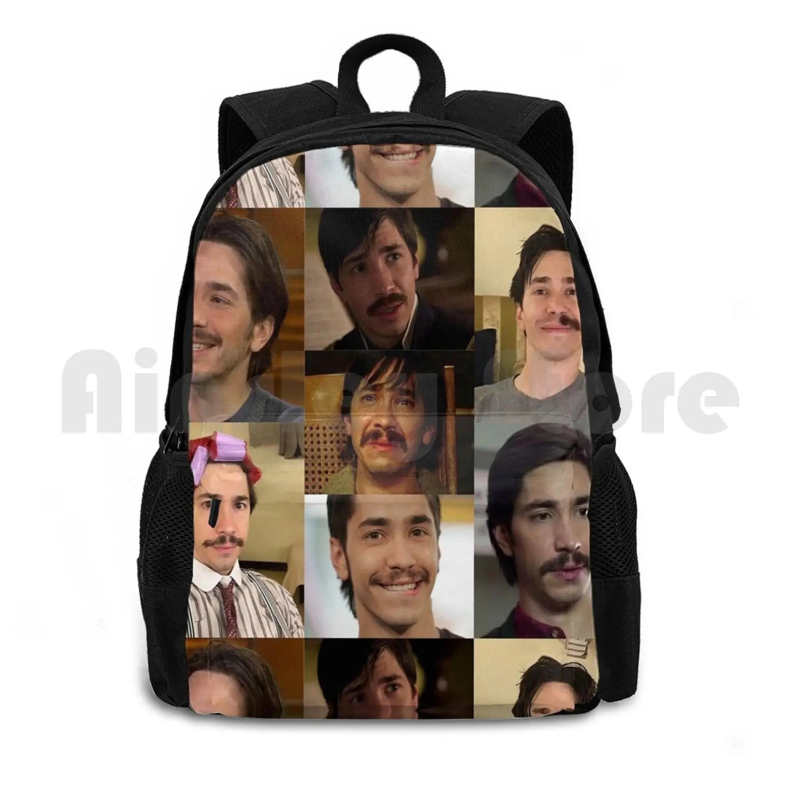 Justin Long The Moustache King Outdoor Hiking Backpack Waterproof Camping Travel Justin Long Moustache Funny Actor Hollywood