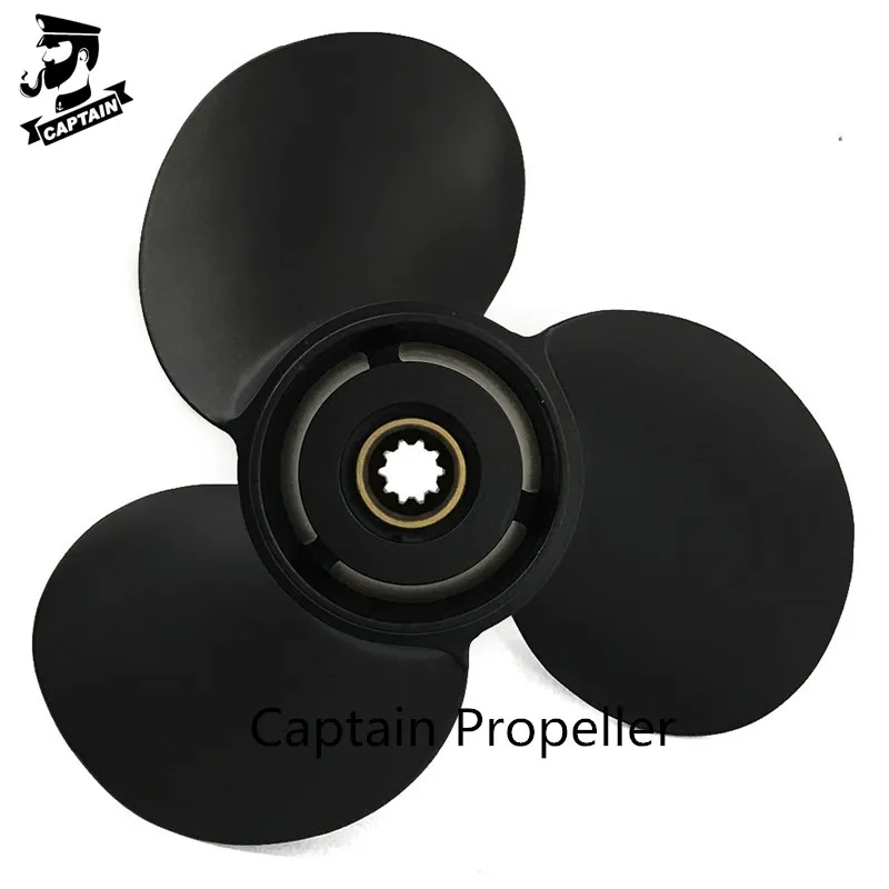 Captain Propeller 10 3/8x13 48-19640A40 Black Max Fit Mercury Mariner Force Outboard Engine 10 Spline 9.9HP 15HP 18HP 20HP 25HP