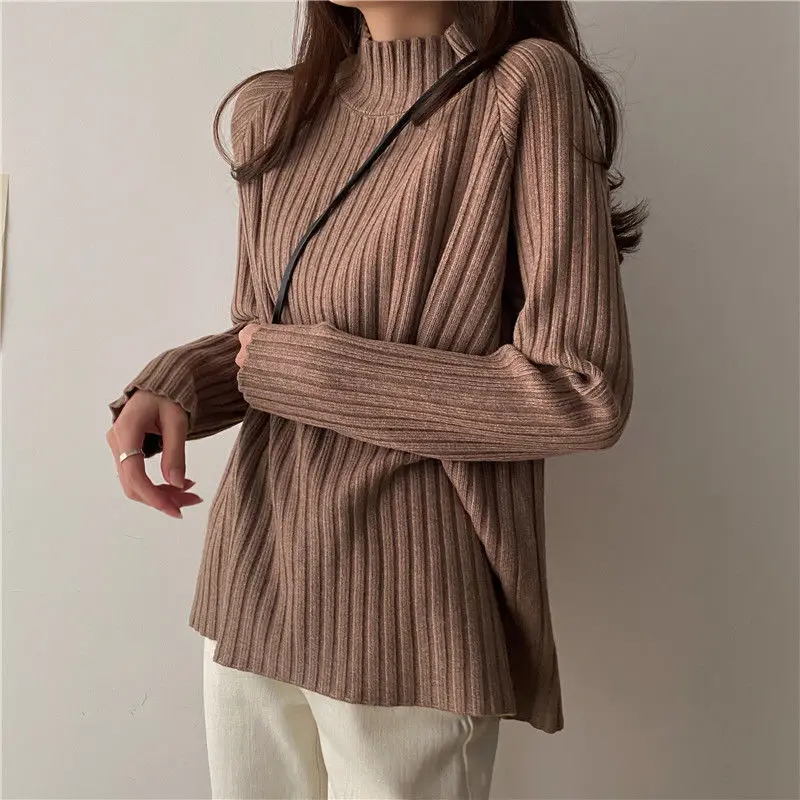 Multicolor Turtleneck Knitted Sweater Women New Long Sleeved Loose Pullover Sweaters Autumn Winter Fashion 2022