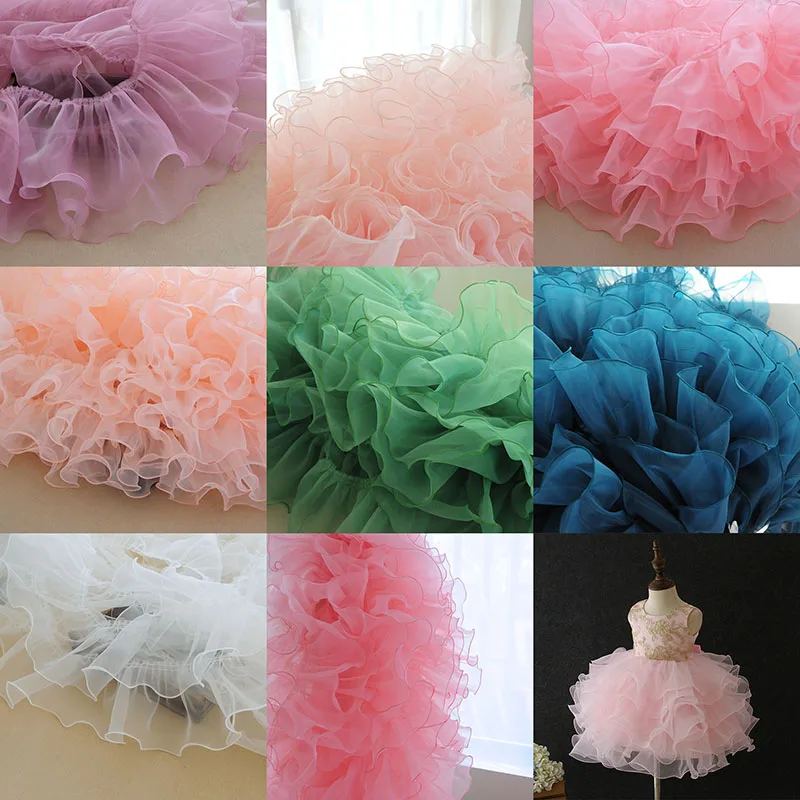 10Meters Organza Ruffle Lace Fabric Baby Pleated Mesh Laces Trim Ruffle Pink White Black Red Fabric Doll Skirt Material