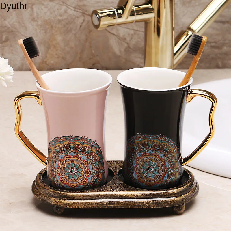 

Bathroom accessories simple applique ceramic mouthwash cup brushing cup household couple toothbrush storage cup toiletries