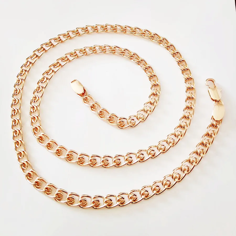 New Trendy Men Necklace Rose 585 Gold Color Fashion Jewelry Copper 5MM 60CM Long Chain Factory Direct