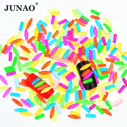 JUNAO 50pcs Mix Size Neon Color Flatback Nail Art Rhinestones Colorful Glass Stones Glitter AB Crystal Strass for Decorations