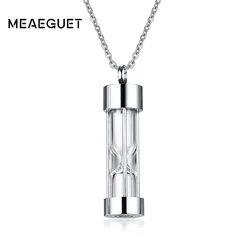 Hourglass Ash Pendant Hold Memory Ashes Stainless Steel Cylinder Keepsake Necklace for Men Women Unisex Gifts