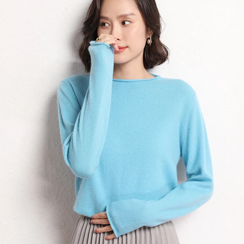 

35% High-Quality Cashmere Women's Warmth Korean Fashion New Autumn And Winter Long-Sleeved Knitted Round Neck Loose Wool Sweater