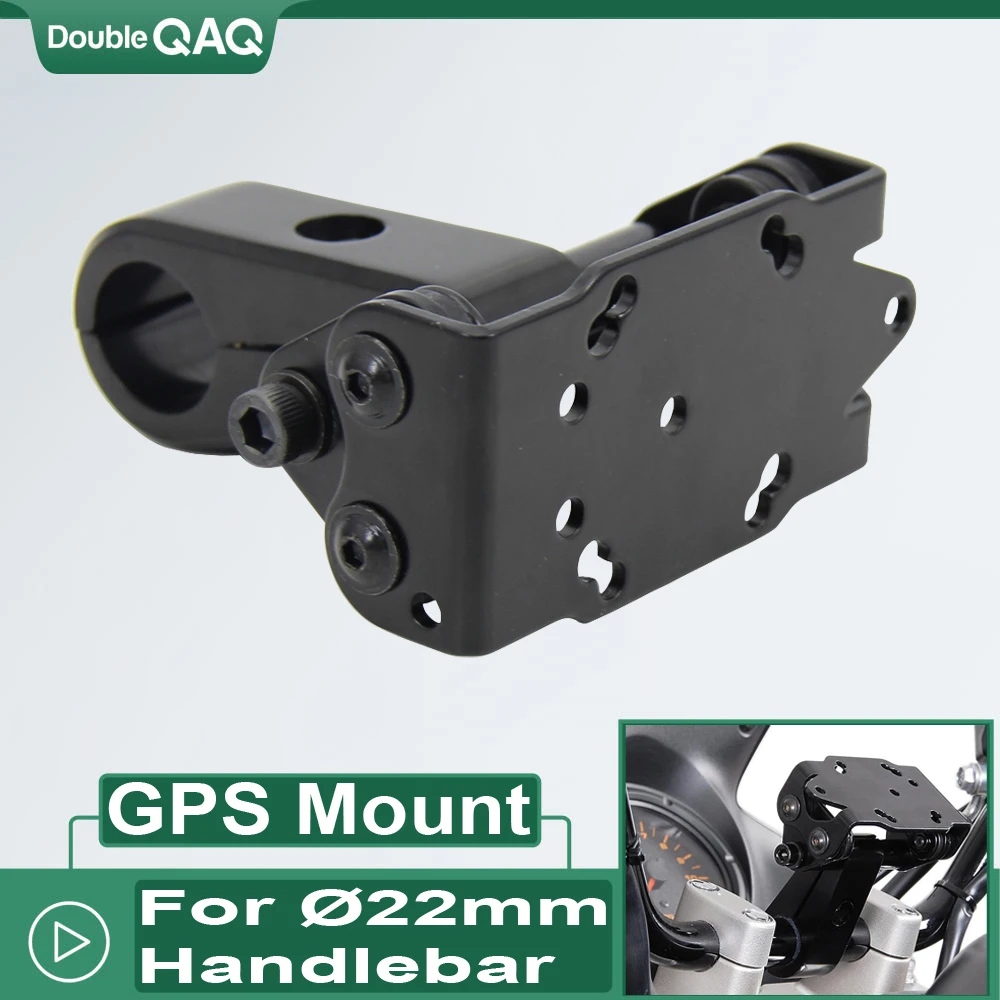 New Black Motorcycle Accessories For Ø 22mm Handlebar GPS Mount With Handlebar Clamp Phone Bracket Holder