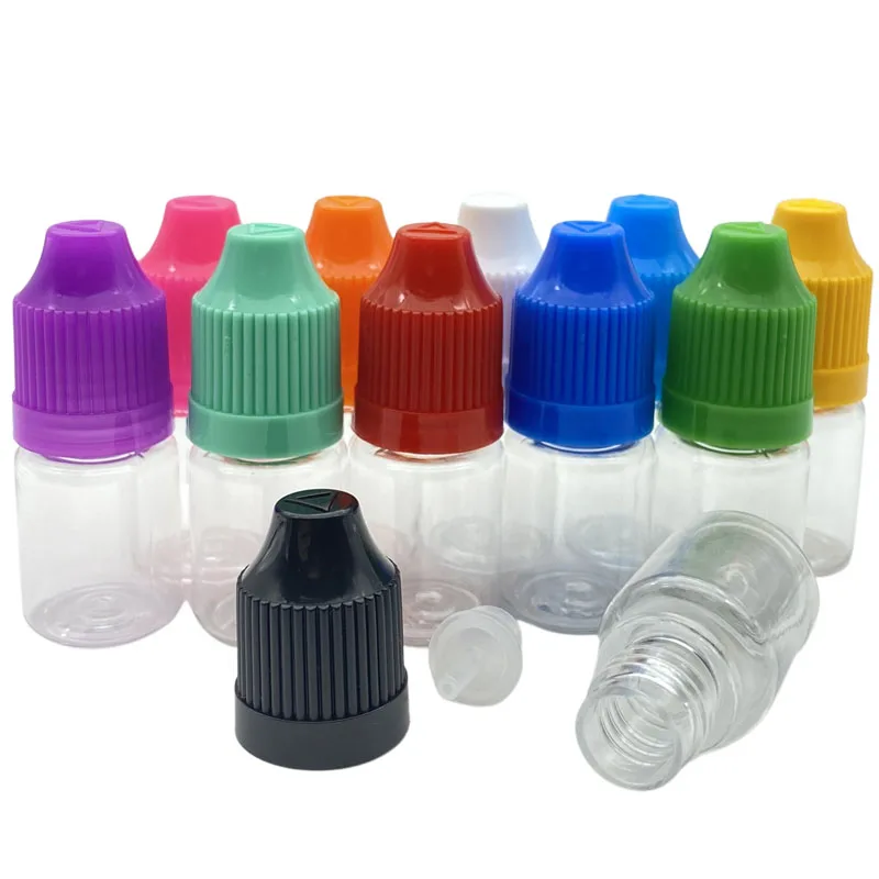 

200pcs Clear 5ml Empty Bottles PET Plastic Dropper Bottle With Childproof Cap Hard E Liquid Needle Vial