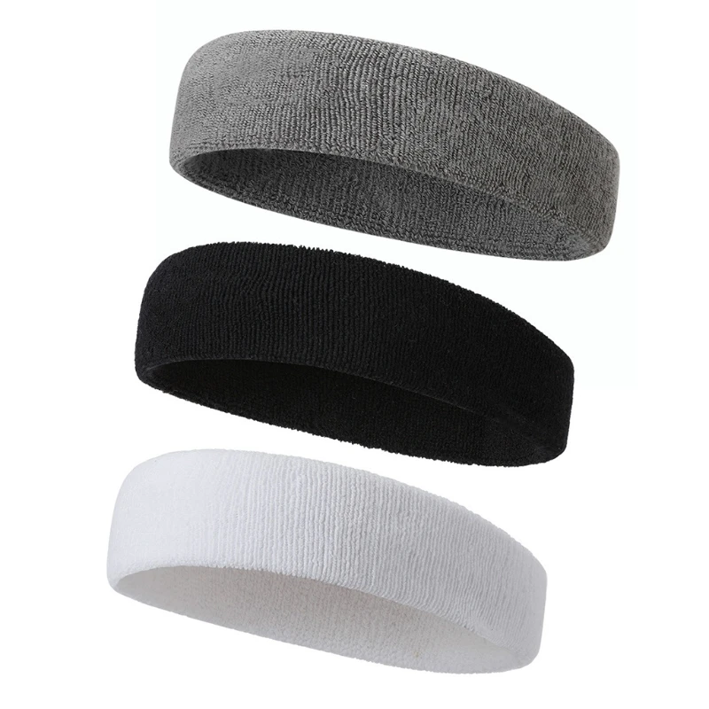 3 Colors Women/Men Cotton Elastic Sweatband Sport Headband Running Fitness Head Band Hair Bandage Cycling Prevent Sweat Band