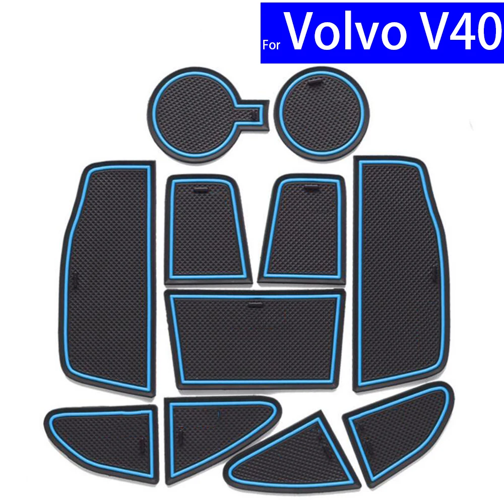 Non-slip Car Door Slot Mats Gate Carpets Position Cup Holder Pads For Volvo V40 V60 XC60 Door Groove Mat 