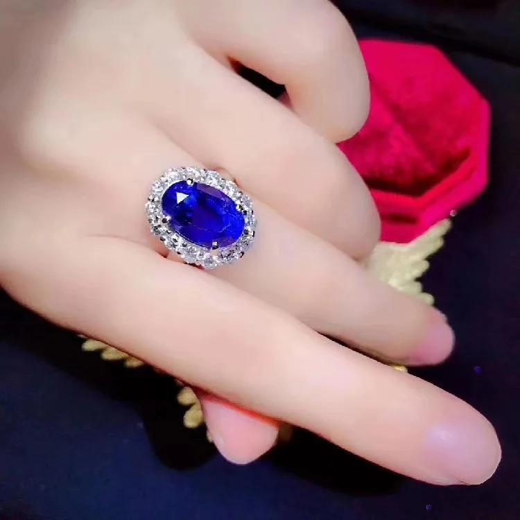KJJEAXCMY Fine Jewelry 925 Sterling Silver Inlaid Natural Sapphire Gemstone Ring Female Popular Support Detection Trendy