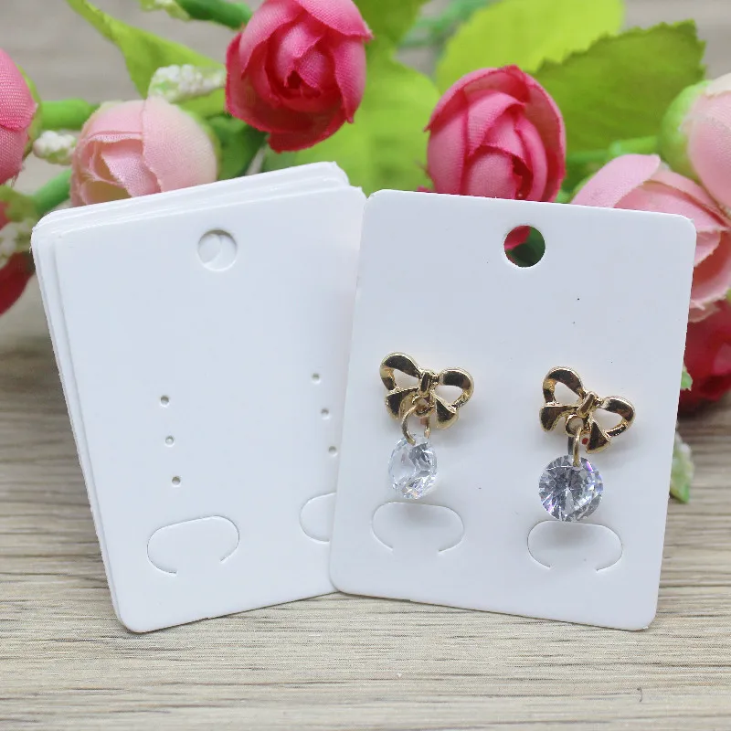 50pcPaper stud earring card 5x4cm brown /white DIY Jewelry package small pendant necklace display blank card