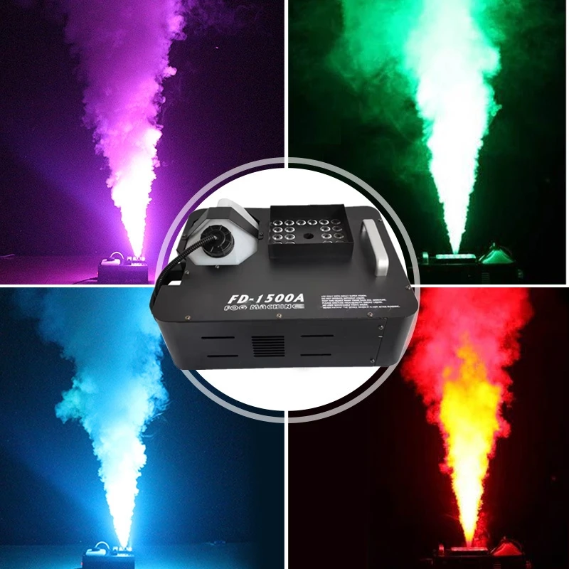 Hoge Kwaliteit 1500W Dmx Led Fog Machine Pyro Verticale Rookmachine Met Afstandsbediening/Professionele Fogger 24X3W Rgb 3IN1 Kleur