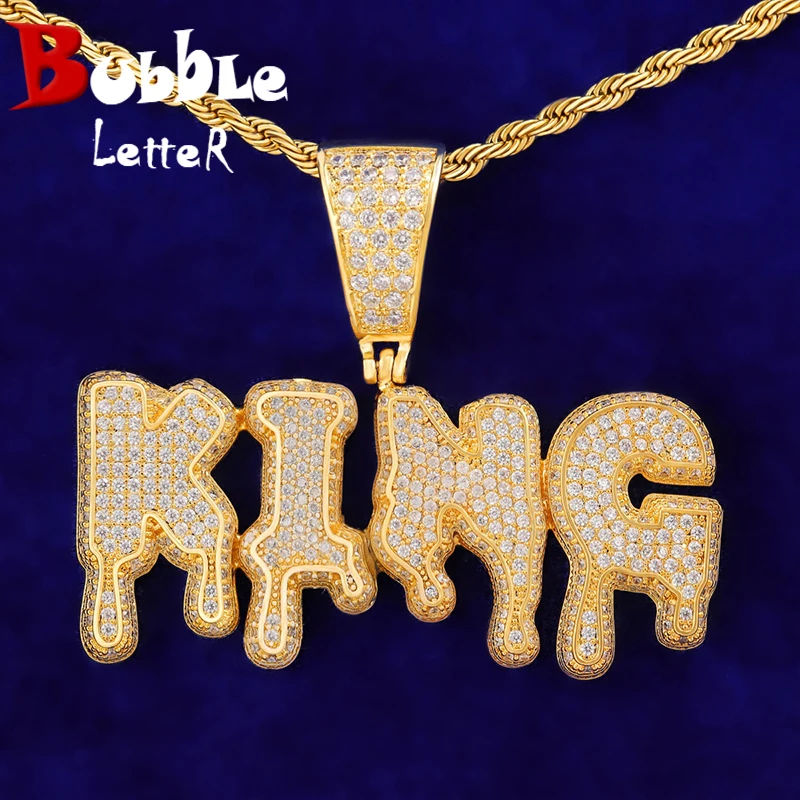 

Bubble Letter Custom Name Necklace for Men Personalized Pendant Real Gold Plated Rock Street Hip Hop Jewelry Free Shipping