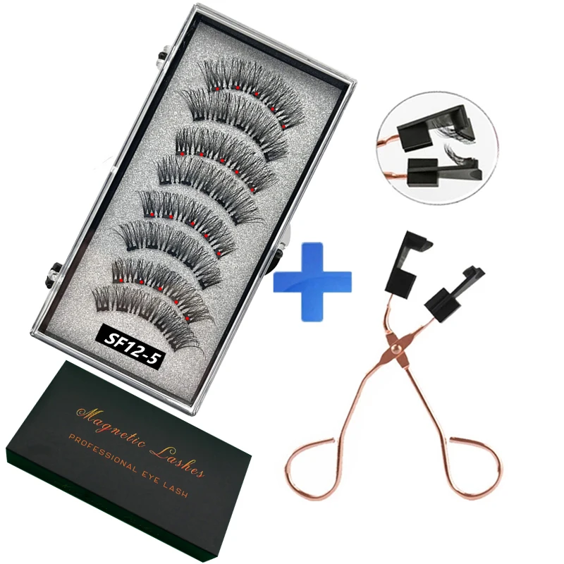 8 Pcs 2 Pairs Magnetic False Eyelashes 3D Magnet Eyelashes Makeup Eyelashes Tools Personal Eyelash Extensions