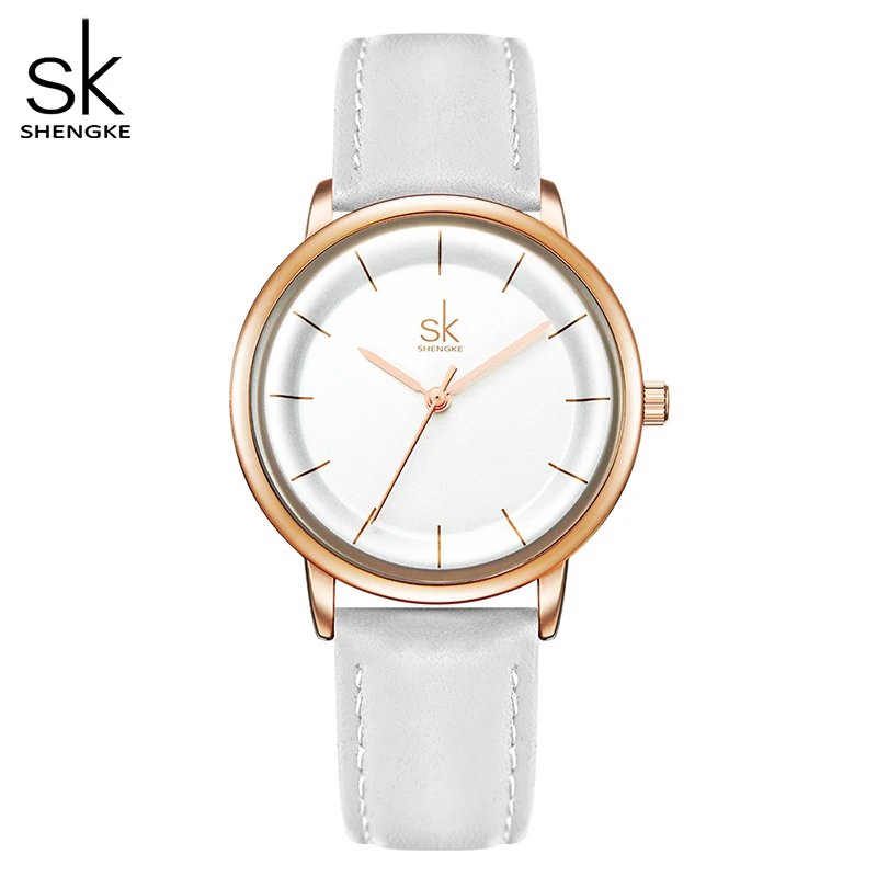 Shengke Women Watches Simple Fashion Female Leather Quartz Wrist Watch Ladies Waterproof Clock Girl Gift Relogio Feminino