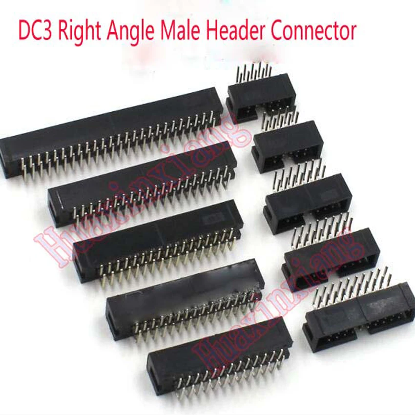 

20PCS/Lot 2.54MM DC3 IDC Socket Male Box Header Connector Right Angle Curved Needle 10P/14P/16P/20P/26P/30P/34P/40P/50P