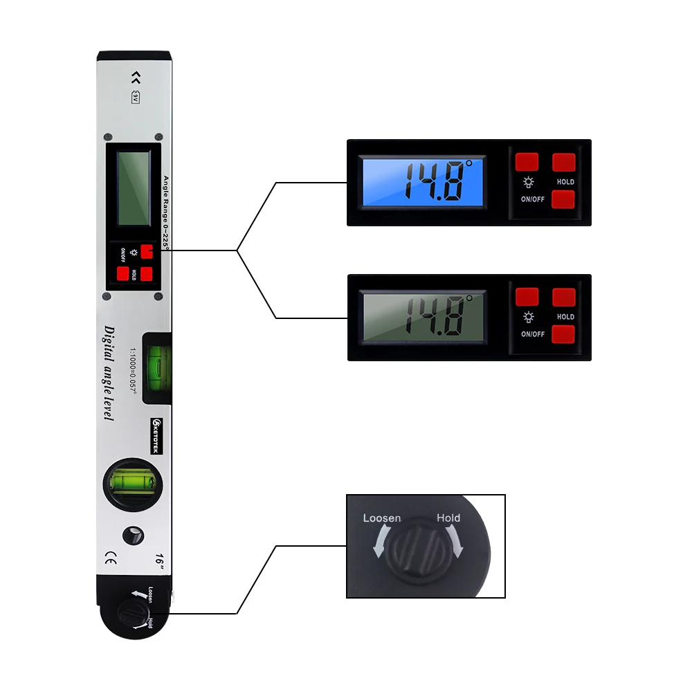 0-225 degree Digital Angle Level Meter Gauge 400mm 16inch Electronic Protractor free shipping