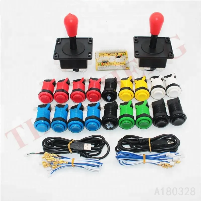 

Free shipping Zero Delay Arcade Cabinet DIY Kit USB Encoder American style Joystick 28MM Push Buttons 2 Player Start Button