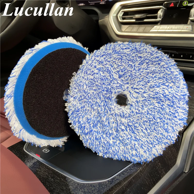 Lucullan 150X10mm Backer Microfiber Wax Removal Sponge DA Finishing Foam Pad with Black Hook&Loop