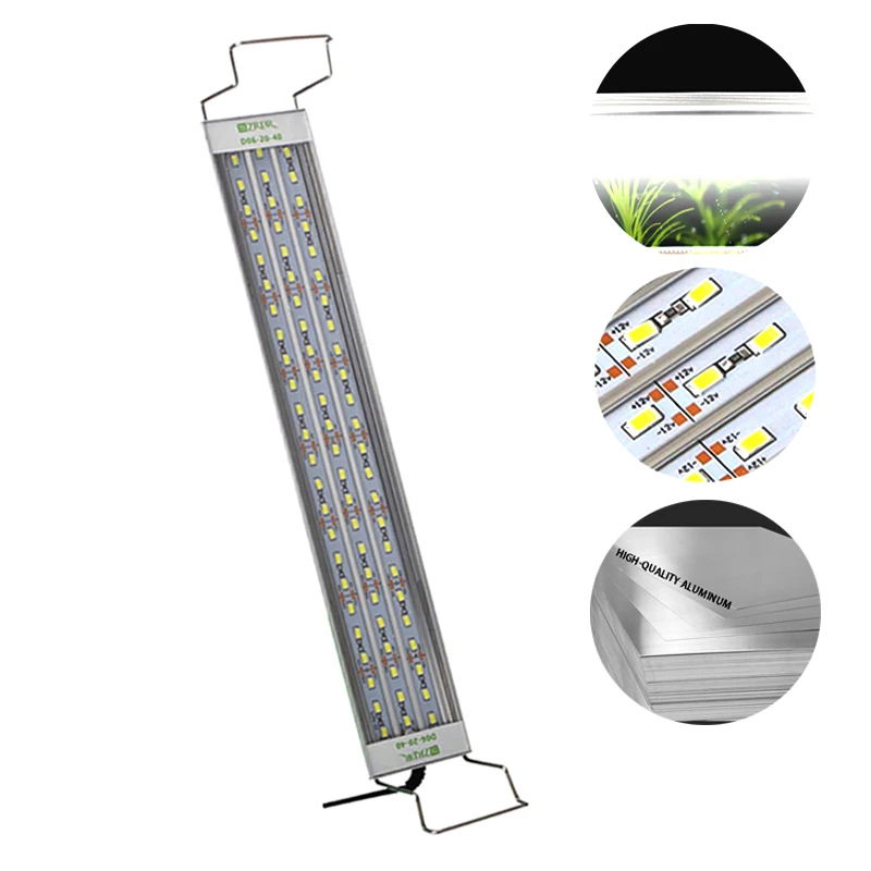 Aquarium LED light aluminum alloy ultra-thin lighting landscaping light 18-75CM retractable bracket plant LED light AC100-240v