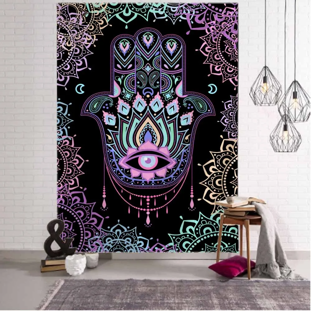 Retro mandala tapestry elephant head Buddha psychedelic flower plant wall hanging bohemian aesthetics home wall decoration