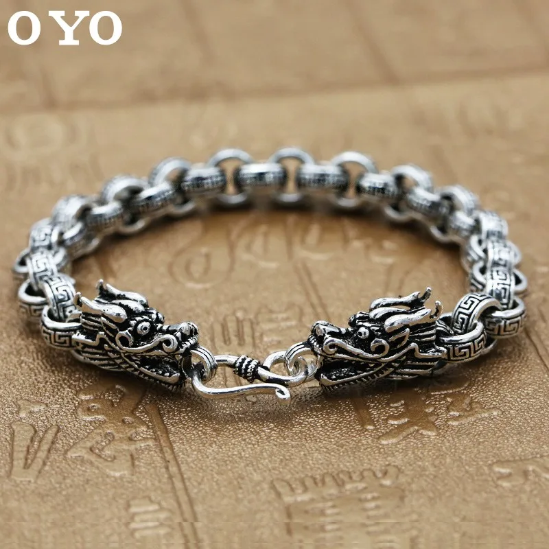 

100%925 sterling silver men's domineering back faucet bracelet Thai silver retro hipster personality silver chain free shipping