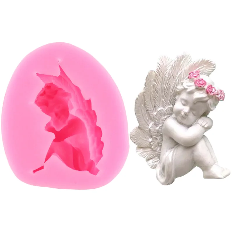 Valentine\'s Day Cupid Little Angel Silicone Fondant Molds DIY Boy Cake Decorating Tools Chocolate Candy Cupcake Baking Mould