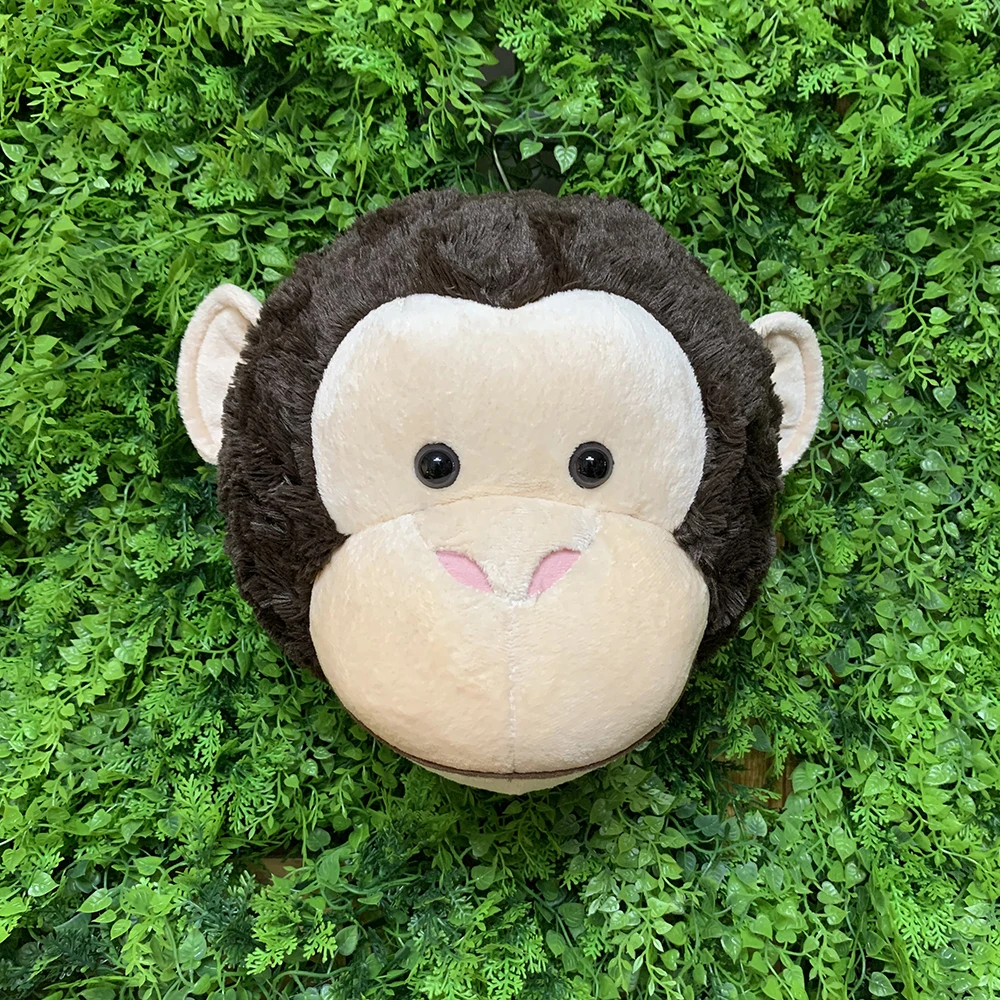 Decoração de parede de cabeça de macaco para quarto de crianças, bichos de pelúcia, macaco reallife, realista, floresta, zoológico, urso, gato, estilo interno, 3D