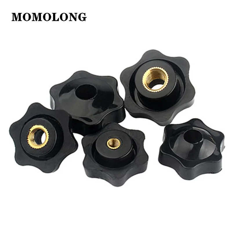 

5pcs M4 M5 M6 M8 M10 Plum Hand Tighten Nuts Clamping Knob Manual Nuts Handle Thread Mechanical Black Thumb Nuts