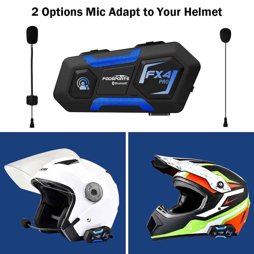 Fodsports FX4 Pro Motorcycle Helmet Intercom Bluetooth Helmet Headset 1200m 4 Rider BT Interphone,FM Radio
